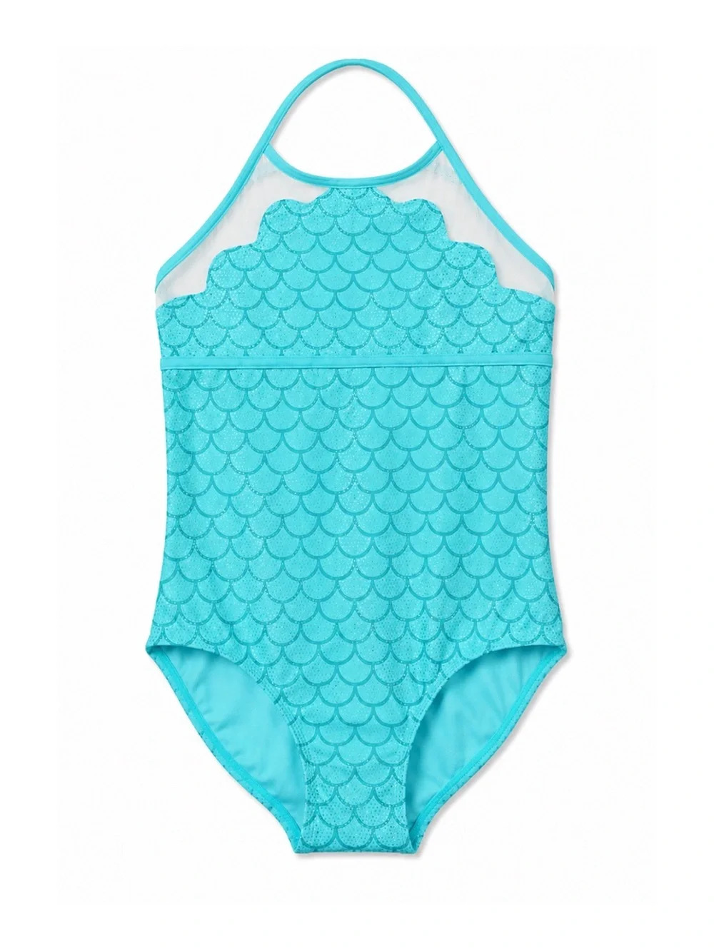Justice Turquoise & Silver Mermaid Scale One Piece Swimsuit Girls Size 12